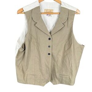 Scully Mens Western Vest XL Tan Cotton Paisley Back Notched Lapel RW531 USA Made